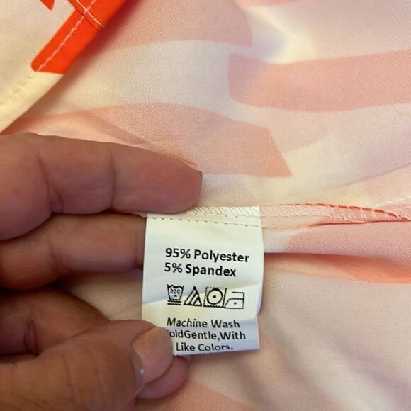 Prettywear orange white long sleeve button front henley collar blouse Size M New - Picture 8 of 9